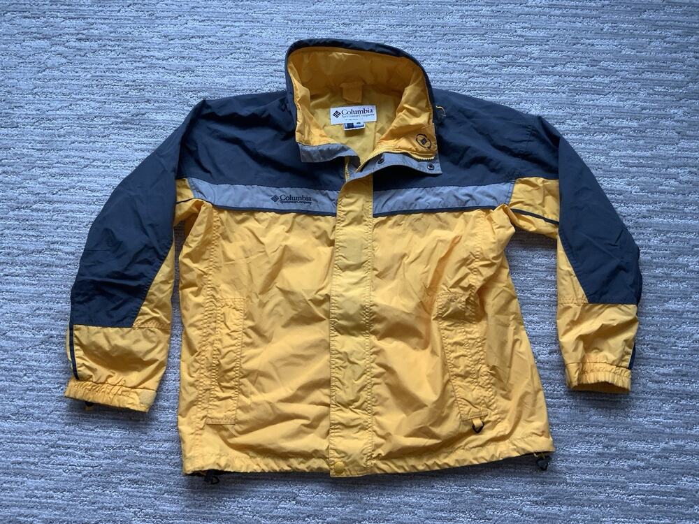 Columbia Core Interchange Mens L Shell Yellow & Gray Vintage Y2K Hooded Pockets